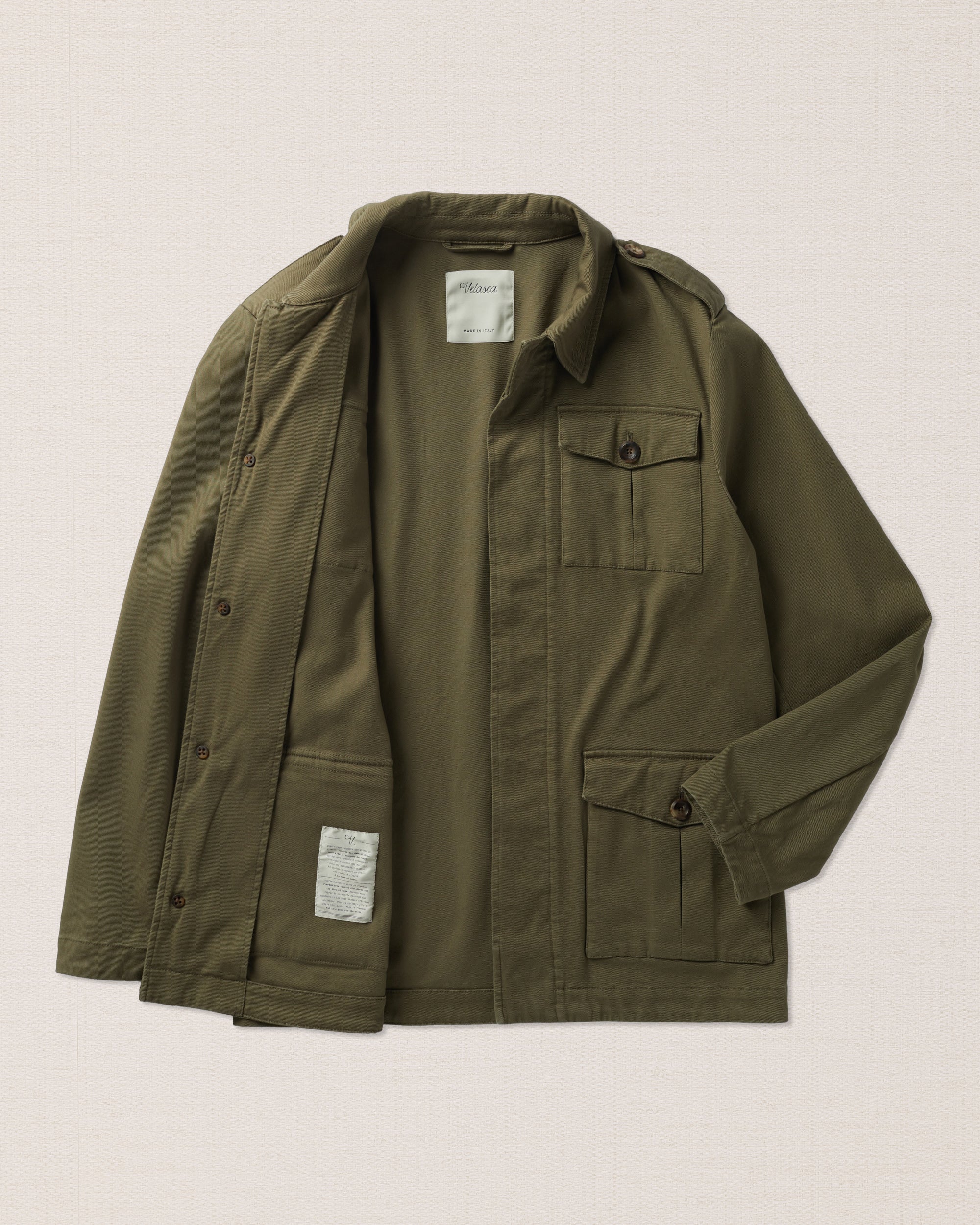 Unlined green field jacket, Made in Italy Velasca