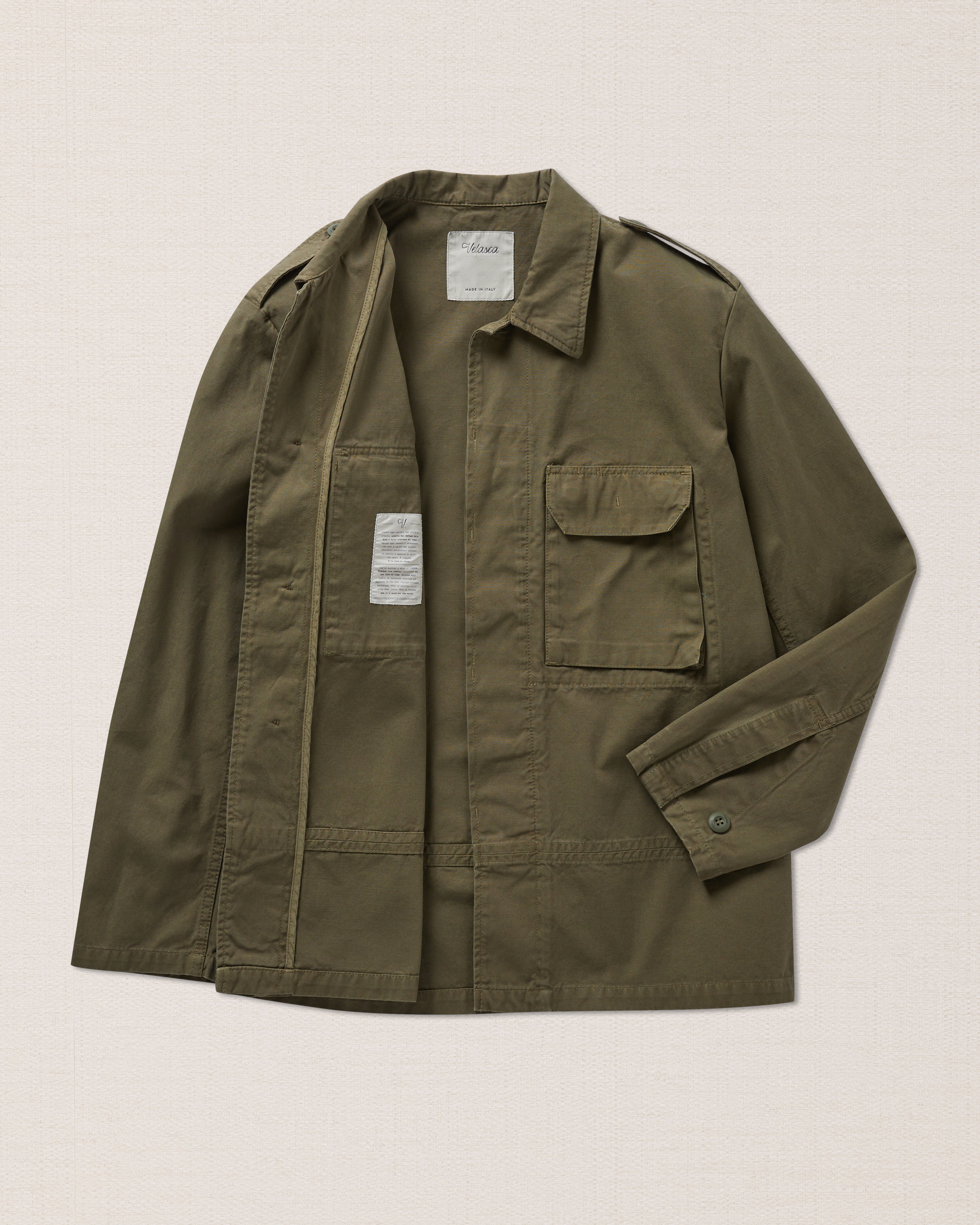 Green cotton field jacket for men, Made in Italy | Velasca