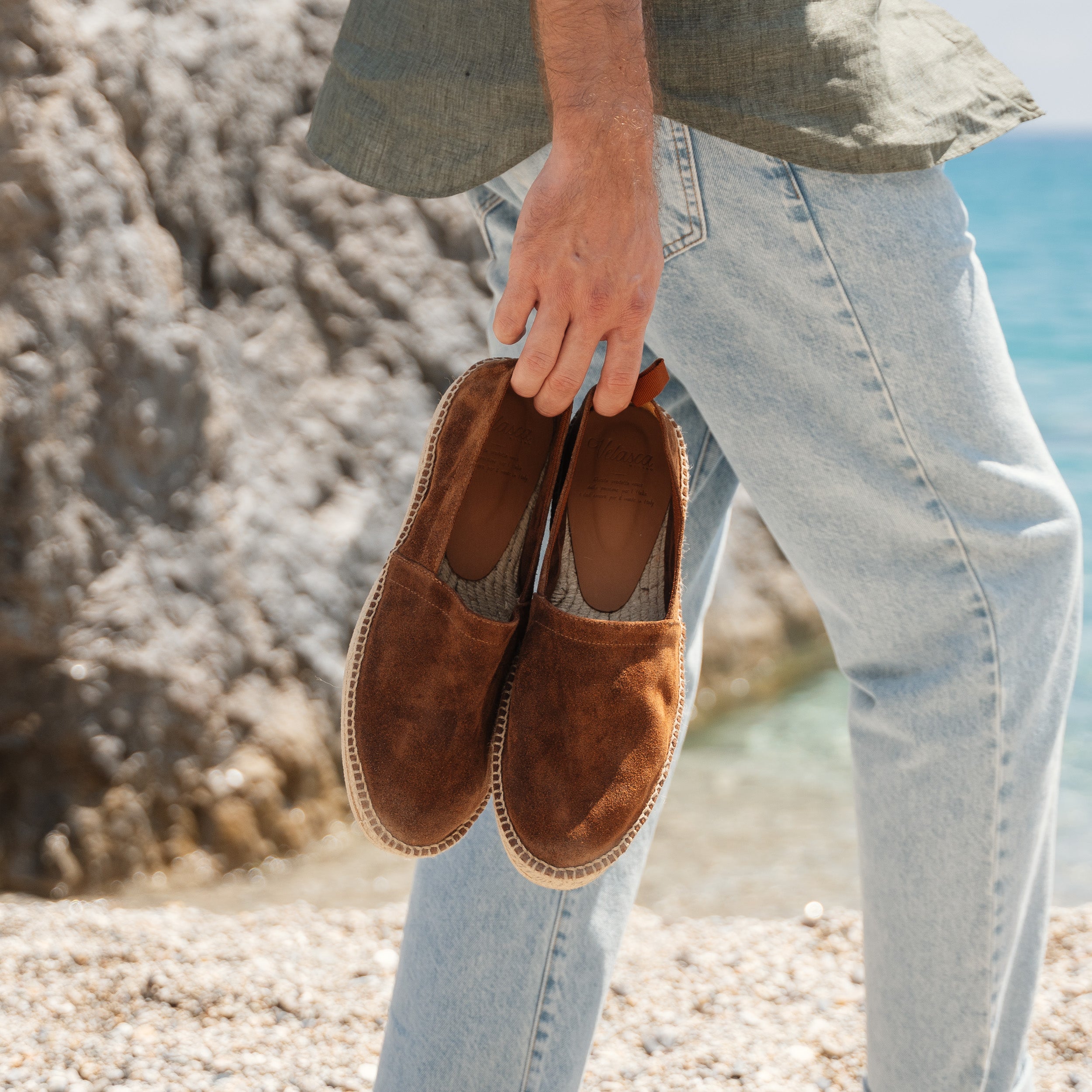 Espadrilles for men in tobacco brown suede leather Velasca