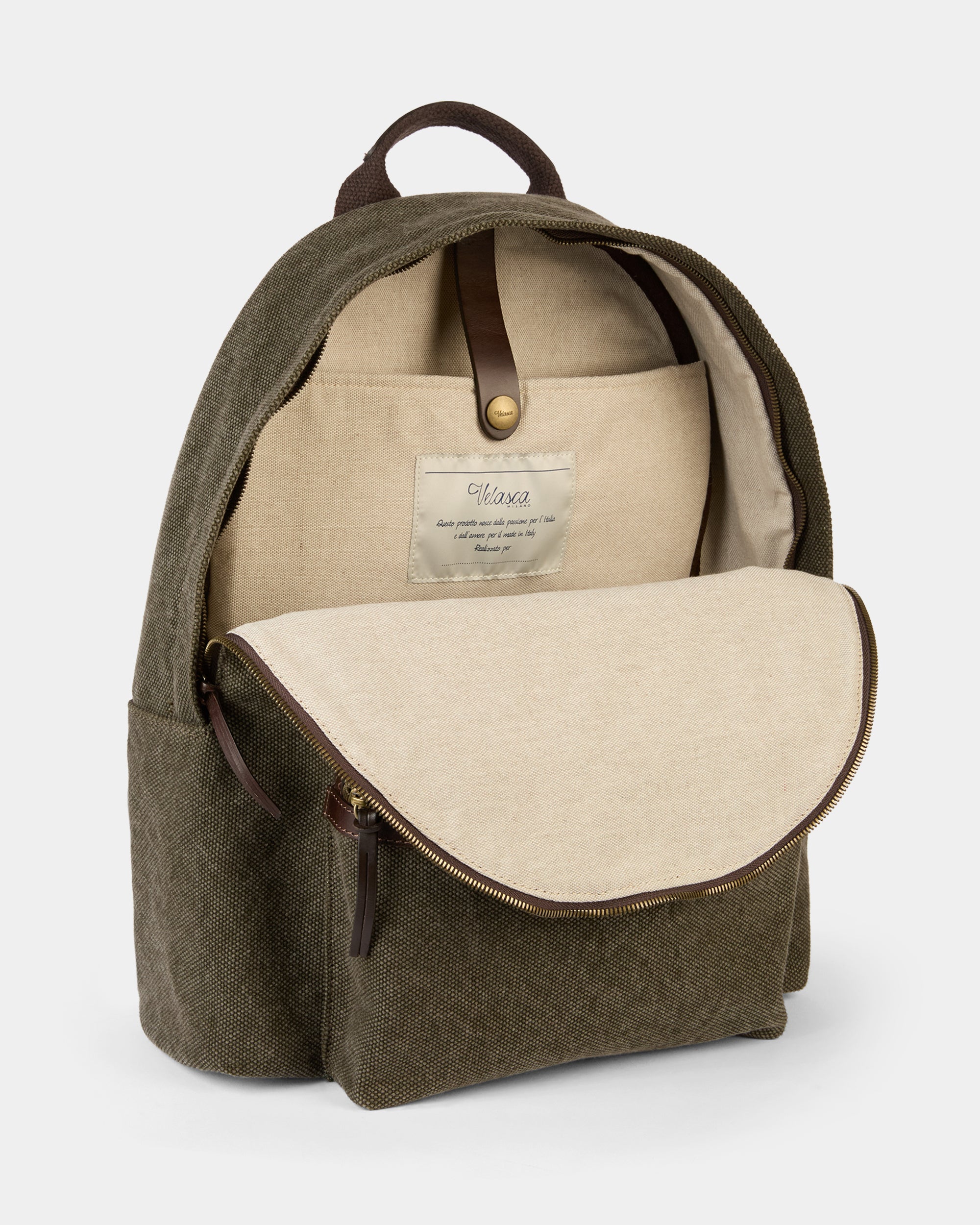 Canvas backpack with leather details, Made in Italy | Velasca display picture 2