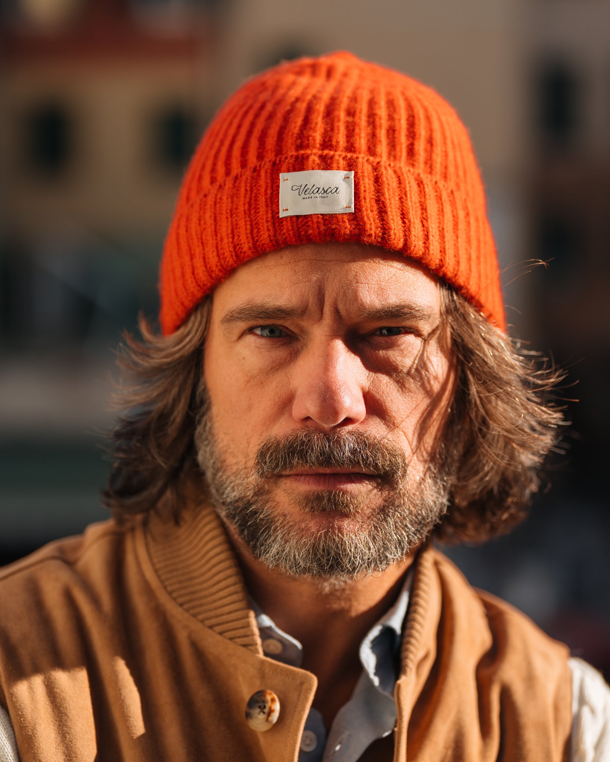 Velasca | Orange pure cashmere hat, entirely made in Italy
