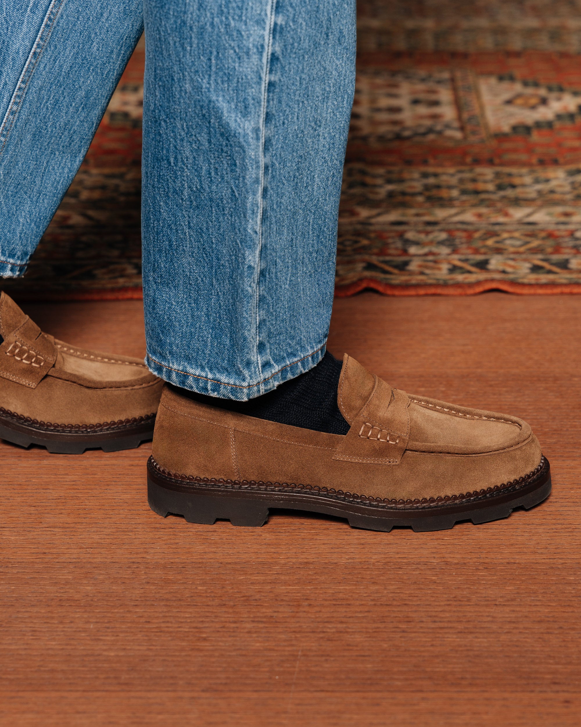 Brown suede leather penny loafer, Made in Italy | Velasca display picture 2