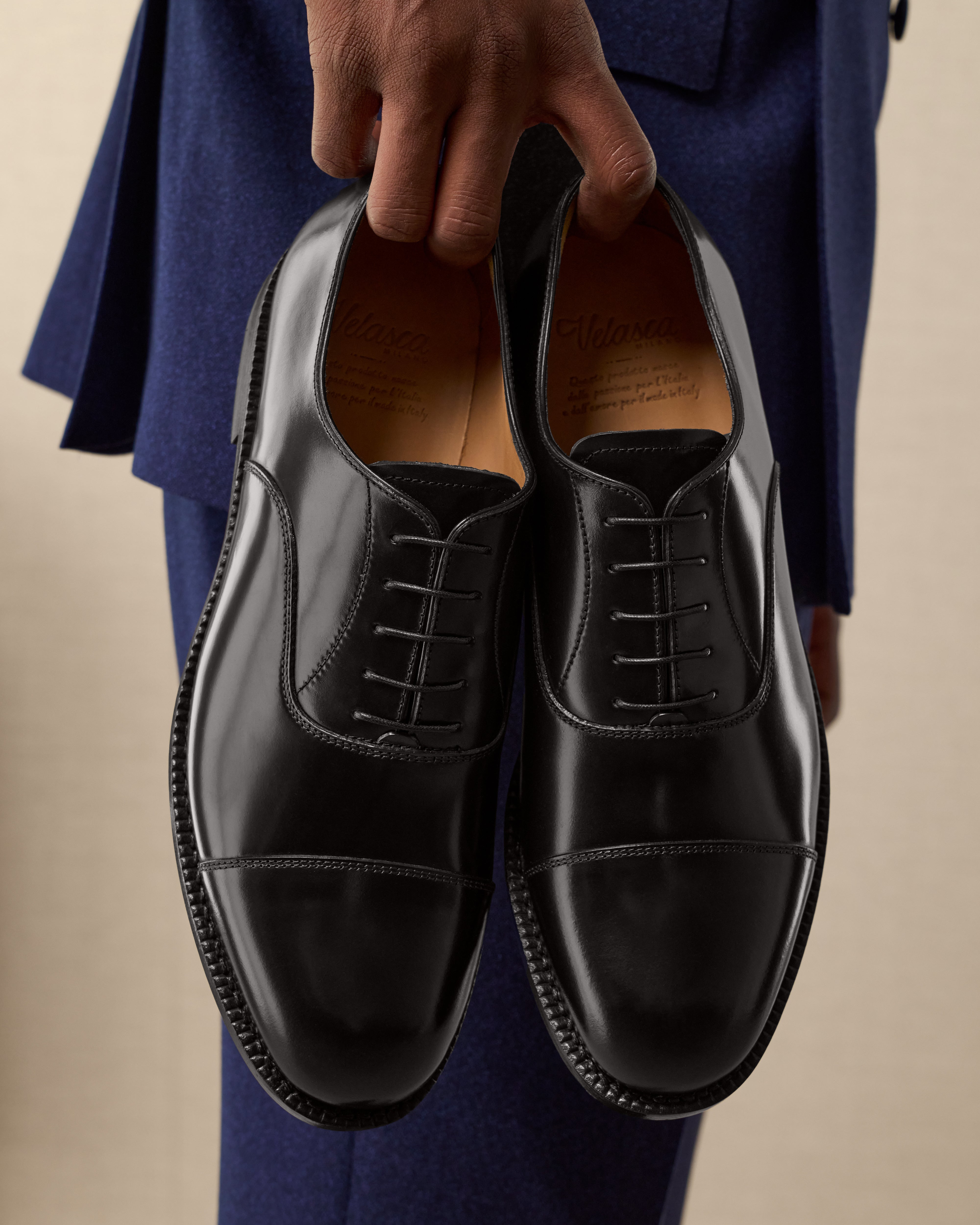 Velasca Men's black Oxfords in cordovan leather