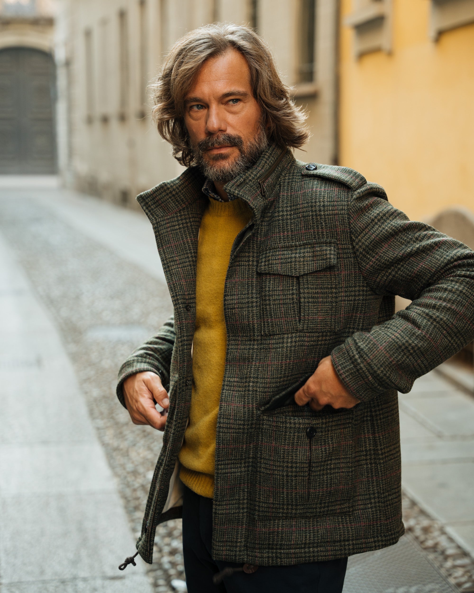 Field jacket Prince of Wales wool, Made in Italy | Velasca