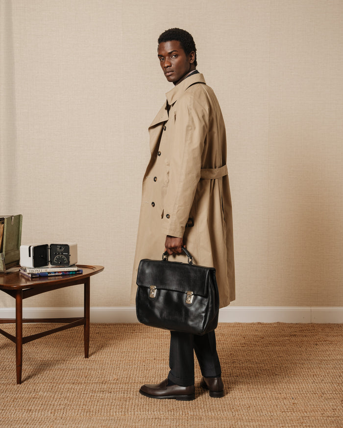 Brown tapered real leather penny loafers | Velasca