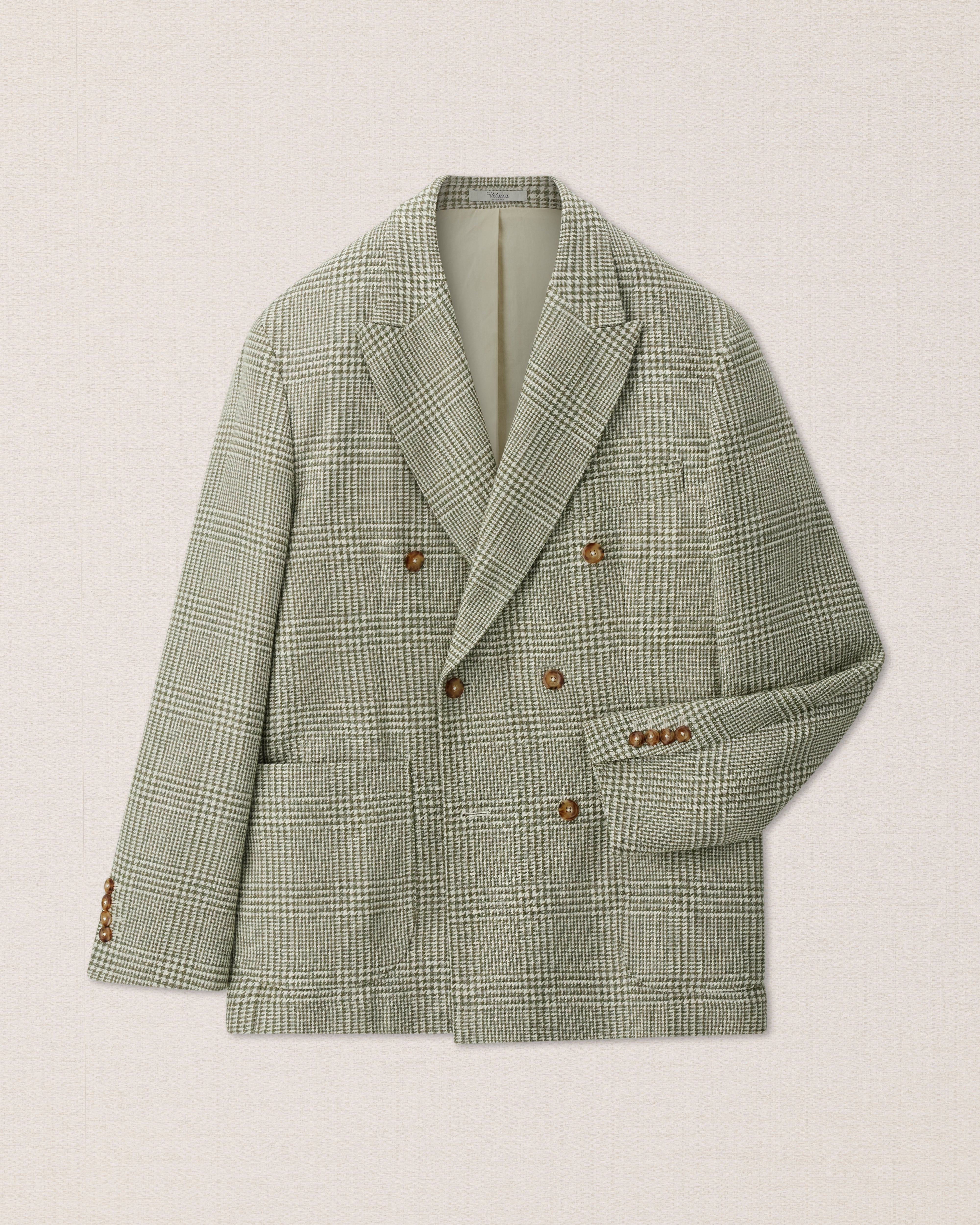 Olive linen double-breasted jacket, Made in Italy | Velasca