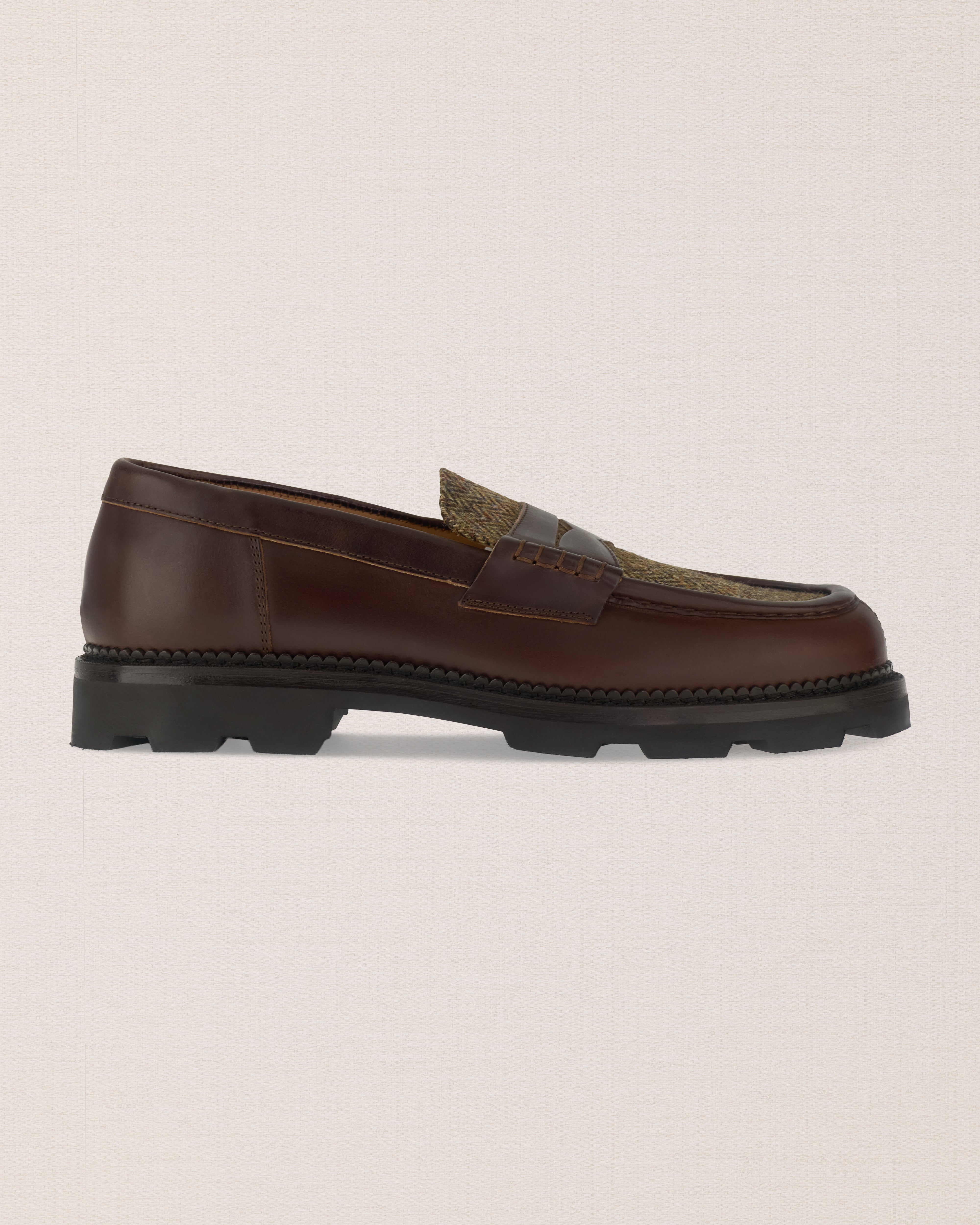 Brown suede leather tapered penny loafers | Velasca